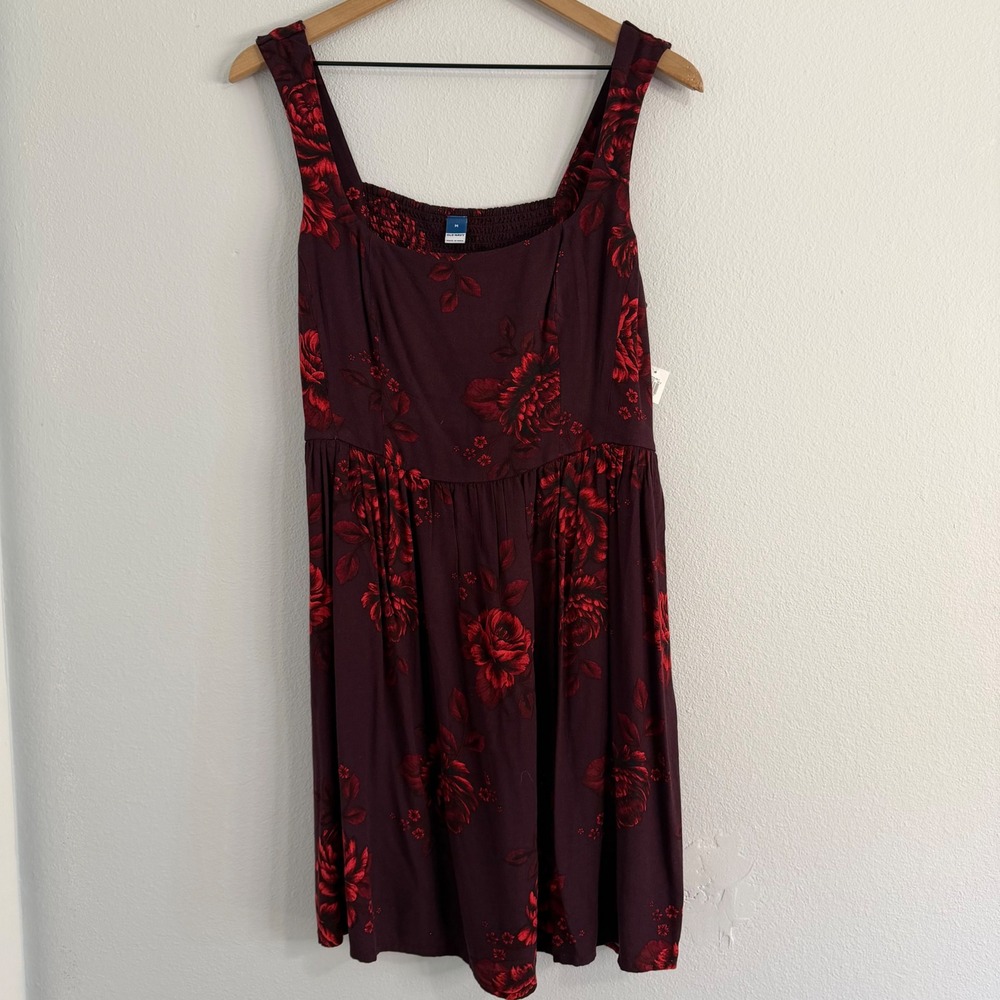 NWT - Old Navy - Dark Purple And Red Floral Sundress